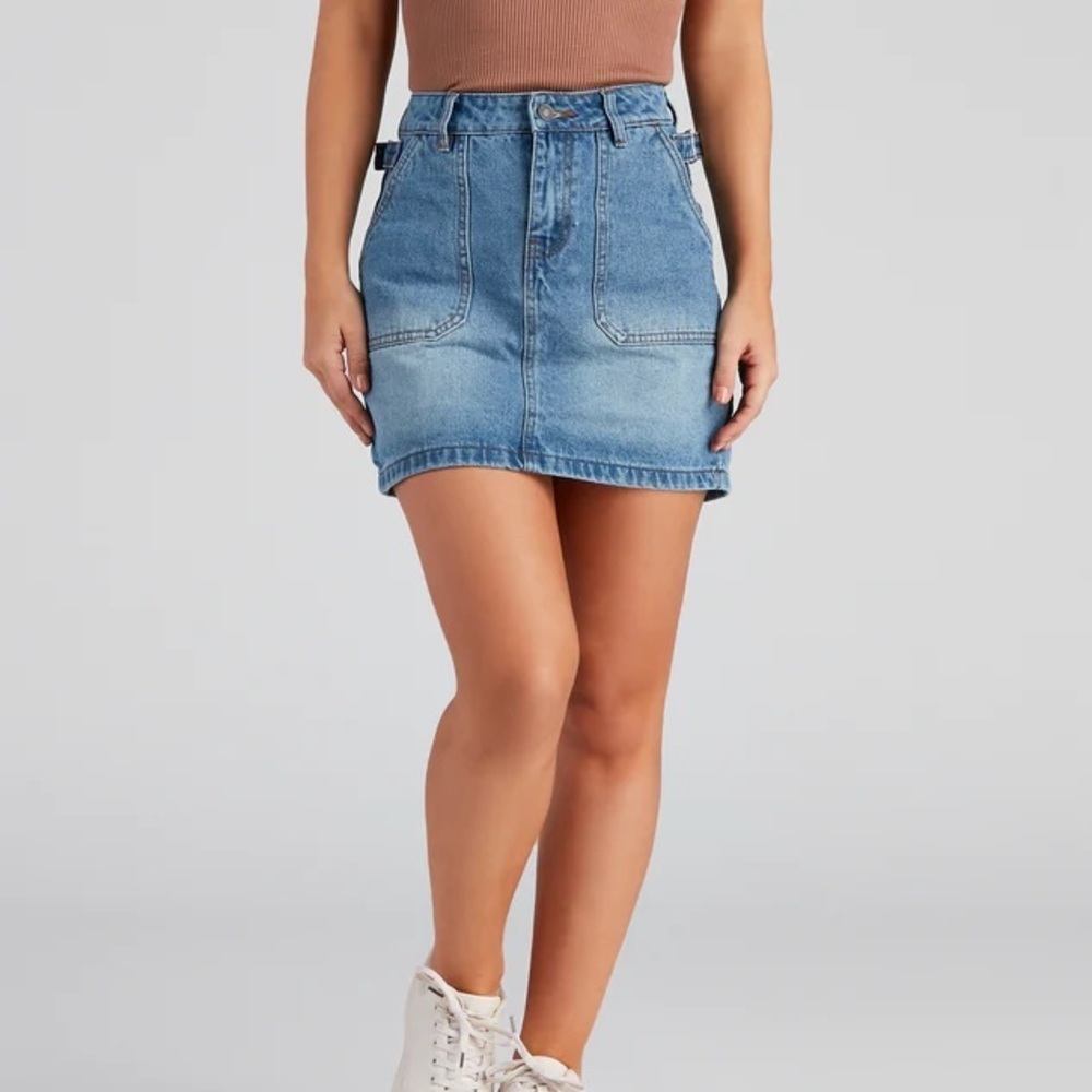 Nature Los Angeles 100% Cotton High-Rise Dark Denim Jean Skirt Women’s Small - Picture 6 of 15